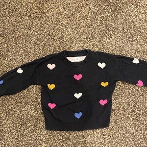 Black Sweater with Colorful Heart Patterns